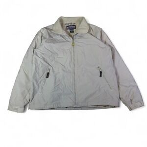 Woolrich Fleece Lined Zip Jacket Men's Large Beige Outdoor